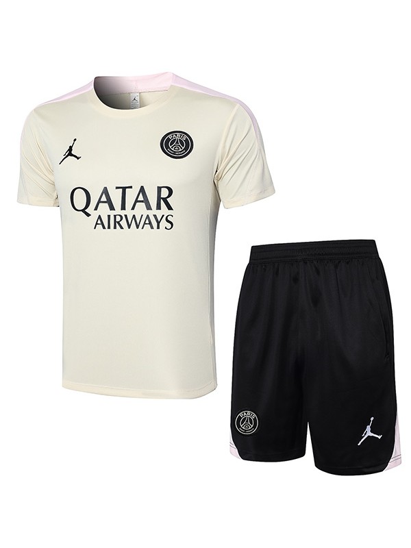 Jordan paris saint-germain maillot d'entraînement uniforme abricot pour hommes kit de football vêtements de sport costume de football hauts chemise de sport 2024-2025